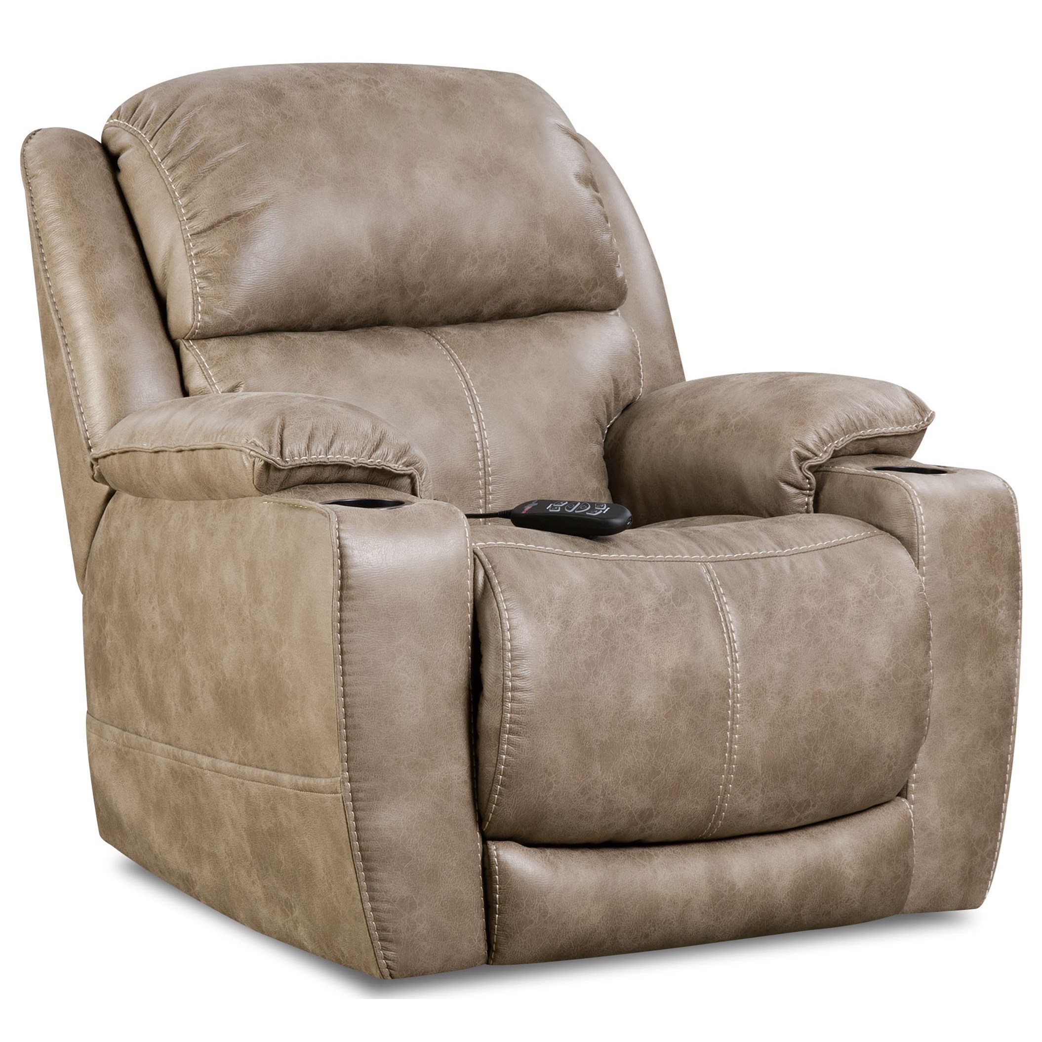 HomeStretch Starship Casual Home Theater Recliner with Cup Holders
